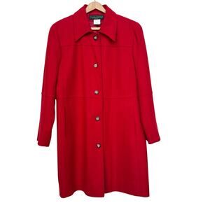 Vintage Harvé Benard Red Wool Blend Coat - Size 10P Petite